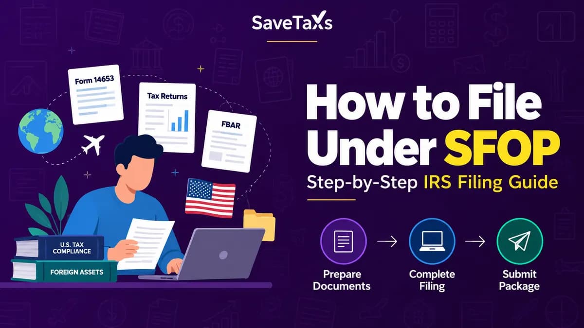 SFOP filing process with U.S. tax returns, FBAR reporting, Form 14653, IRS submission documents.