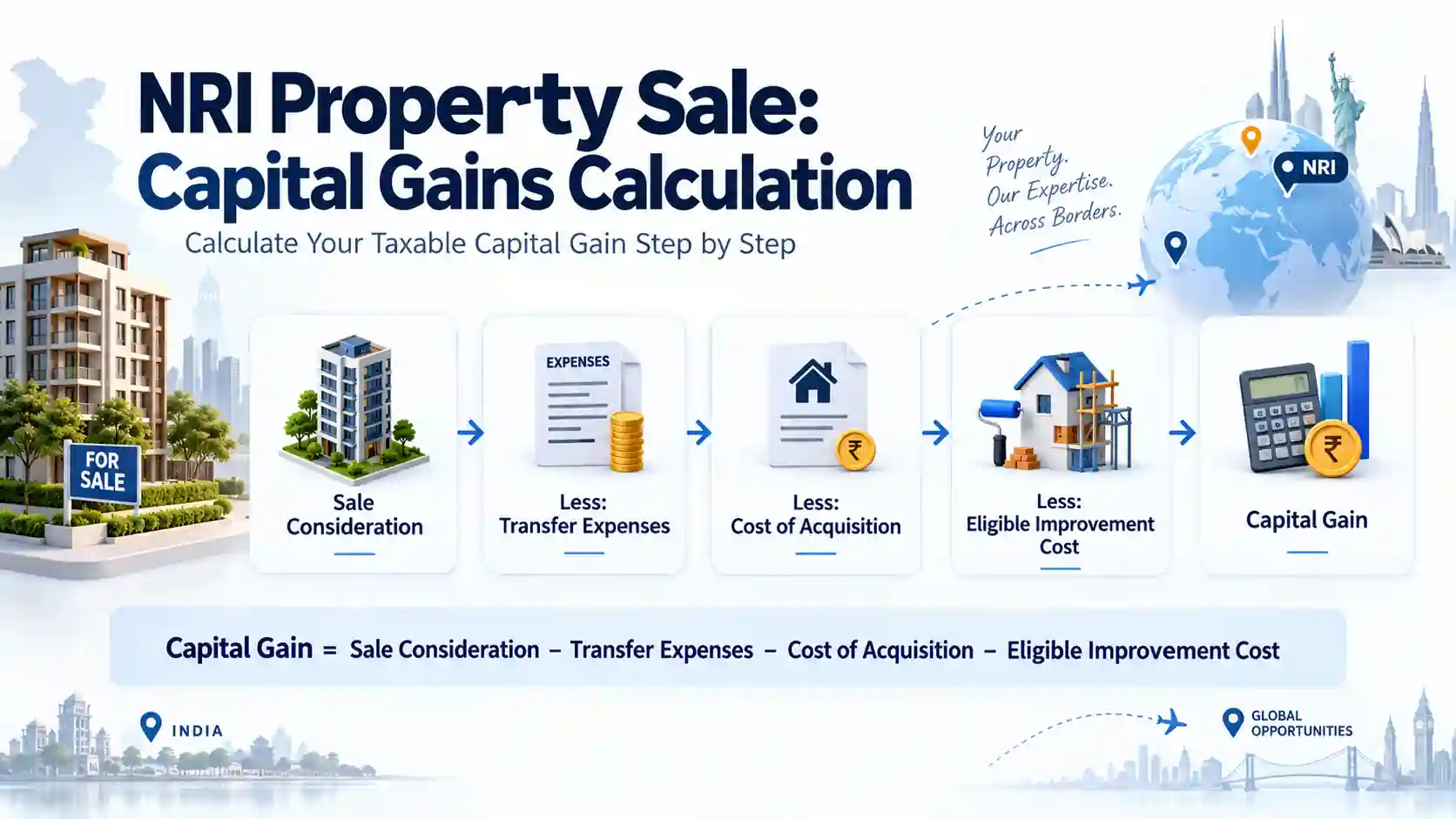 NRI Property Sale: Capital Gains Calculation