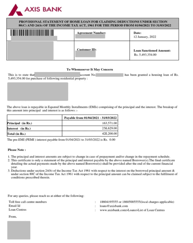 Home Loan Interest - evidence