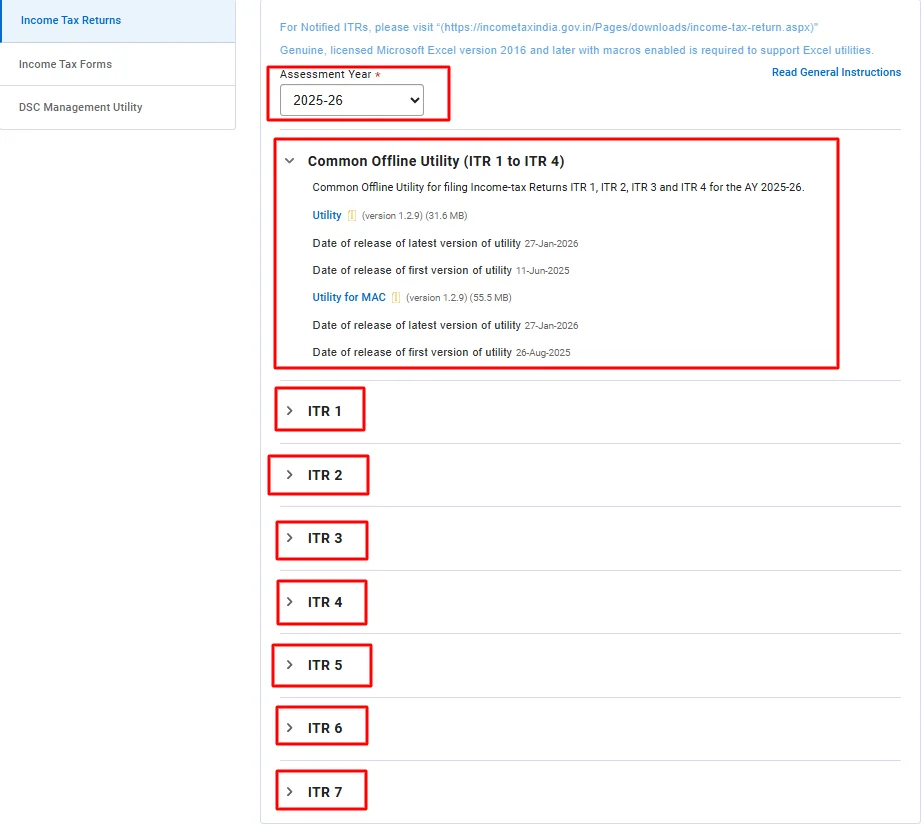Download ITR Forms