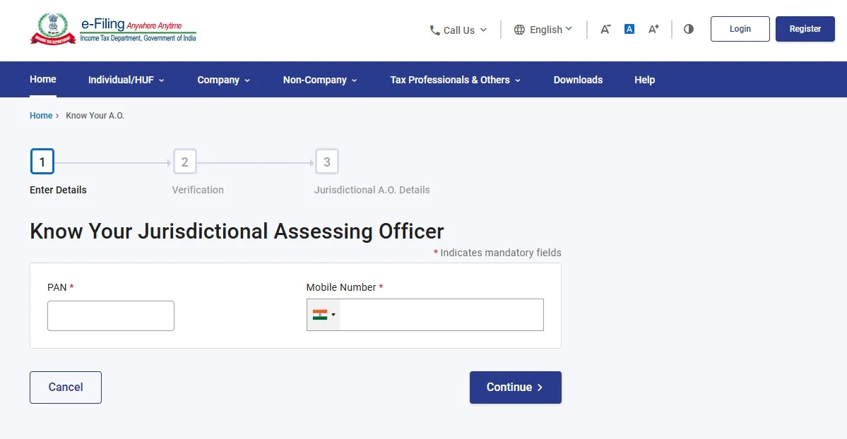Find AO Code For PAN Card Income Tax Portal