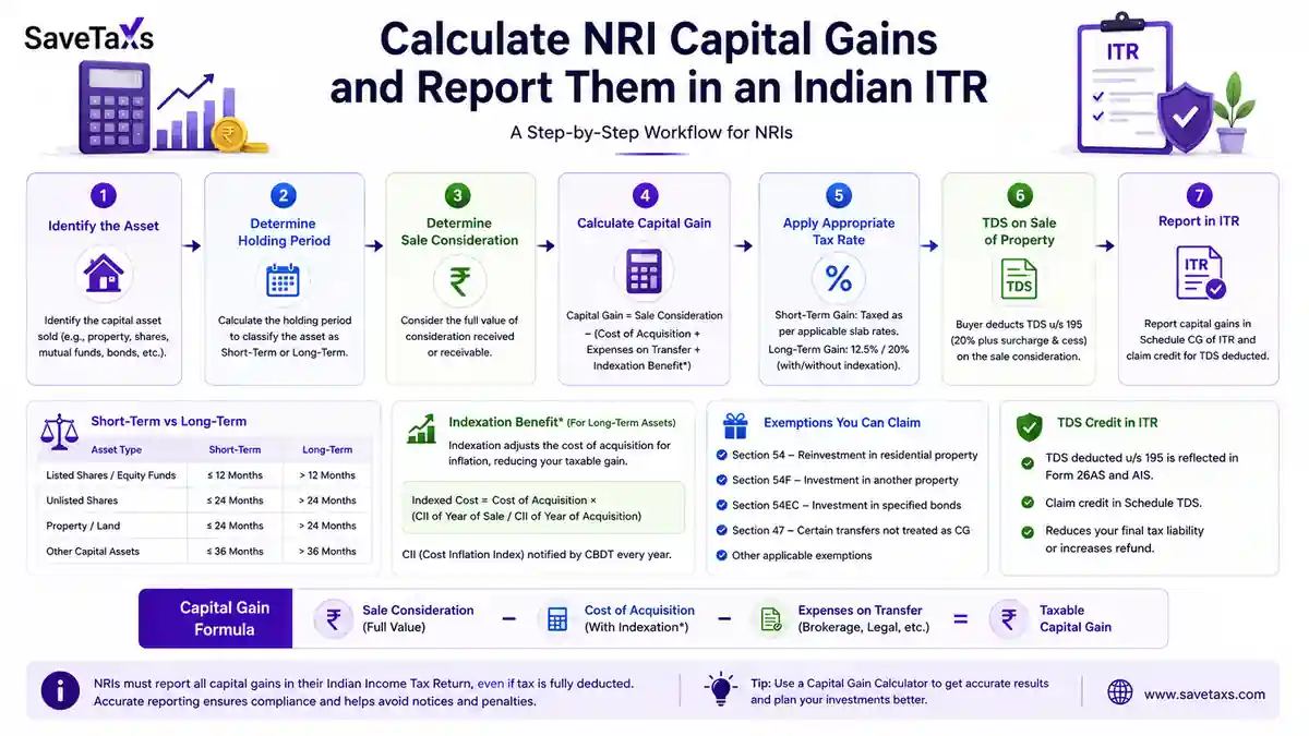 NRI Capital Gains calculation workflow