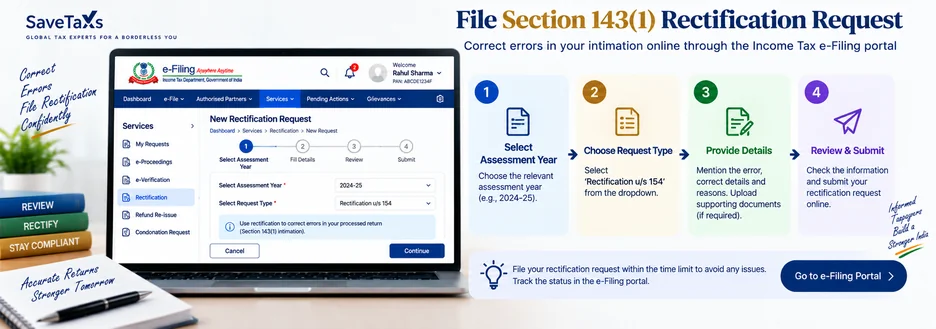File Section 143(1) rectification request online