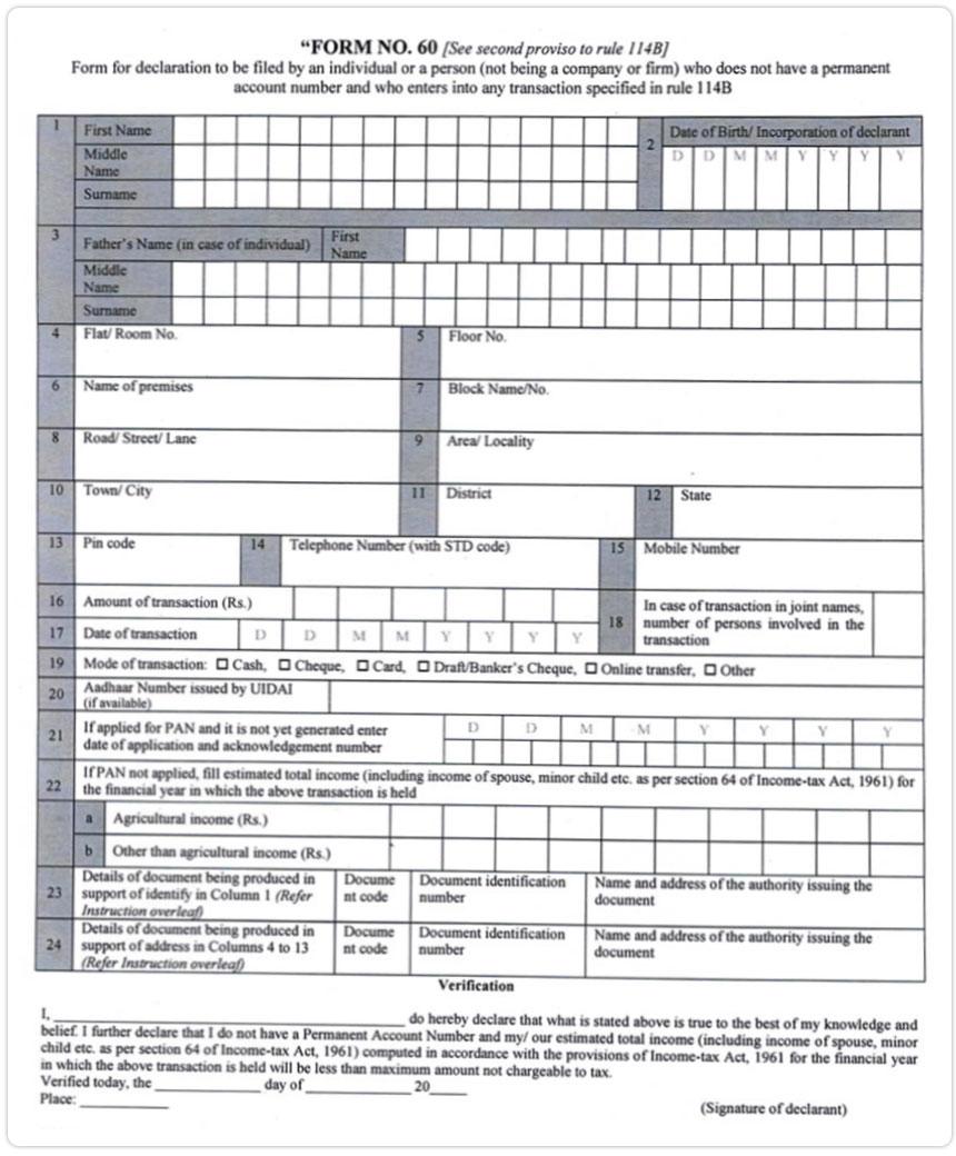 Form 60 Format