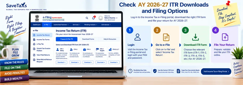 Check AY 2026-27 ITR deadlines on the Income Tax e-Filing portal