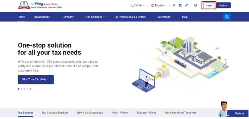 og in to the e-filing portal