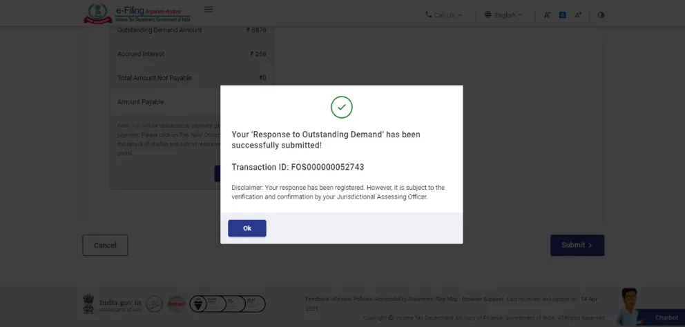 e-pay tax page to make further payment